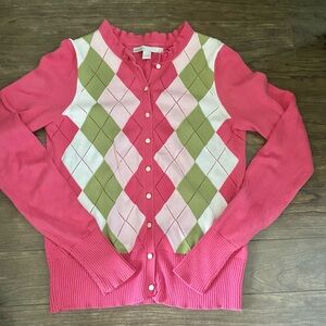 Old Navy Pink and Green Preppy Cardigan
